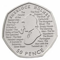 Великобритания 50 пенсов, 2019 Шерлок Холмс UNC