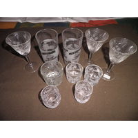 Хрусталь из СССР,стаканы,рюмки,фужеры,10 предметов.С рубля