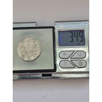 2,5 эскудо 1943 года. Португалия, Португальская Республика (1910 - 1969). Серебро 650. Монета не чищена. L45468.