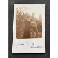 Фотооткрытка 1 Мировая война / Немецкий солдат с девушкой / подписана 1915 год