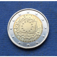 Мальта 2 евро 2015 30 лет флагу Европейского союза