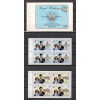 6.BrB. Великобритания. Колонии. Ангилья. Королевский визит Принц Чарльз  и  Леди Диана 1981 г. Буклет. 4 Х Mi.##442Ya/444Ya.