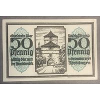 Нотгельд Нёрдлинген, 50 пфеннигов 1919 год. Веймарская республика.