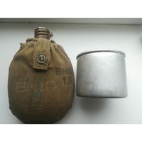 Кружка, фляжка армейская в чехле.