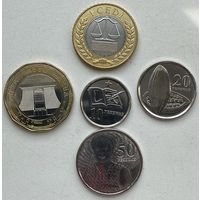 Гана 10, 20, 50 песева, 1, 2 седи 2016 - 2022 гг. Набор 5 монет