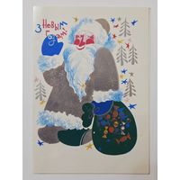 Пантелеев С Новым годом 1988 малотиражная чистая открытка СССР (БССР, Беларусь)