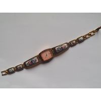 Часы ЛУЧ Финифть. На ходу. Позолота.