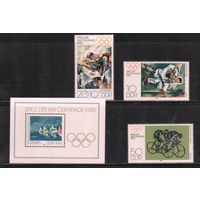 ГДР-1980  (Мих.2528-2530,БЛ.60) , ** , Спорт, ОИ-1980, Живопись  (полная серия)