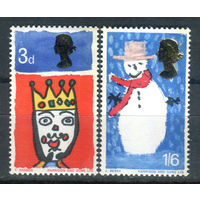 Великобритания - 1966г. - Рождество, детские рисунки - 2 марки - полная серия, MNH [Mi 442-443]. #3-GB-Z-1-17