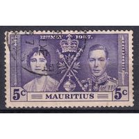 24a.BrKS. Великобритания. Колонии.  Маврикий. Коронация Георга VI и Елизаветы. 1937 г. 5c. Mi.#200.