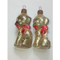 Ёлочные игрушки собачки , СССР . Под реставрацию . С рубля