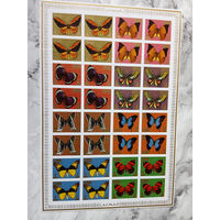 Фауна. Бабочки. Аджман (ОАЭ). 1971. 1 малый лист б/з. Michel N 1124-1143 (30,0 е)