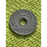 Польша 5 грошей 1939 ( цинк )