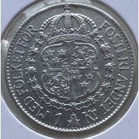 Швеция 1 крона 1934 г. В холдере