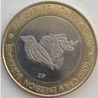 Буркина-Фасо 6000 франков (4 африка) 2003 г. Носорог и Желтоклювый буйволовый скворец