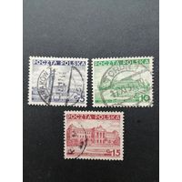 Польша 1937 Неполная серия марок "Различные достопримечательности" (гашение без клея с наклейками) Mi.315-317 каталог 0.70 евро
