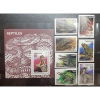 Танзания. 1993 год. Фауна. Рептилии (блок и 7 марок) (1091)