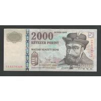 Венгрия 2000 форинтов 2002 года. Тип Р-190a. Состояние aUNC