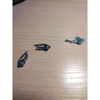 Серьги и кулон с хризопразом звезда 925 СССР