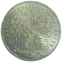 100 франков 1983 года Серебро Блеск