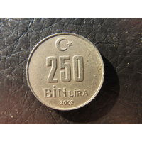 Турция. 250 000 лир.2003. С 20 копеек. Распродажа коллекции. Смотрите другие лоты.