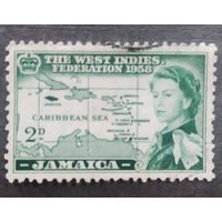 Марка Ямайка 1958 год Вест-Индийская федерация