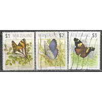 Новая Зеландия. Бабочки. 1991г. Mi#1208-10. Серия.