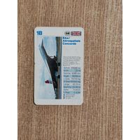 Карточка коллекционная со спецификациями сверхзвукового пассажирского самолета 70-х или 80-х годов