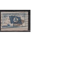 США-1957, (Мих.710), гаш. ,Флаг, Корабль (одиночка)