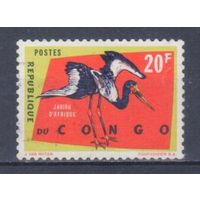 [1130] Конго 1963. Фауна.Птицы.Аист ябиру. Концовка серии.Гашеная марка.