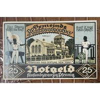 Нотгельд 25 пфеннигов 1921 год. Риттерхуд. Веймарская республика