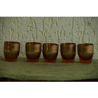 Стопки  5 шт .  ( Чехословакия , Богемия )  5,5 см  ( все целое )
