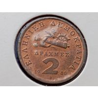 Греция. 2 драхмы 1988 в холдере