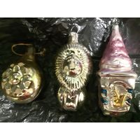 Игрушки ёлочные Лев, домик с белочкой, цветок ( в реставрацию) (С)