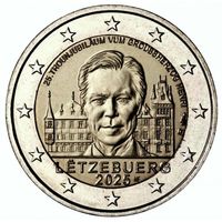 2 Евро Люксембург 2025 Вступление на трон Герцога Анри UNC из ролла