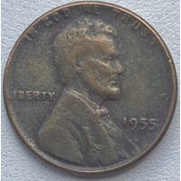 США 1 цент 1955 г. Без отметки монетного двора