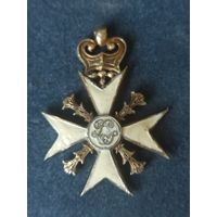Белый эмалевый мальтийский крест с короной сверху. Бельгийский Гражданский знак отличия,   Крест заслуг второй степени . Под реставрацию...