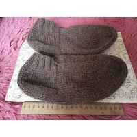 Вязаные тапочки тёмно коричневые