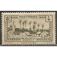 Мартиника. Деревня островитян. 1933г. Mi#128. Цветная бумага.