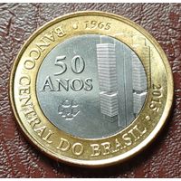 Бразилия 1 реал, 2015 50 лет Центральному банку    ( 1-10-4 )
