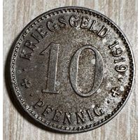 Монета 10 пфеннигов 1919 год. Город Ален. Веймарская республика. С рубля без МЦ.