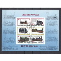 Железная дорога. Старинные паровозы. КНДР. 1983. 1 блок б/з. Michel N бл147 (- е)