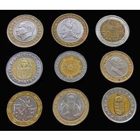 9 БИМЕТАЛЛИЧЕСКИХ МОНЕТ ИЗ 8 СТРАН МИРА