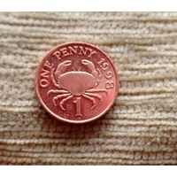 Werty71 Гернси 1 пенни 1998 Большой (сумчатый) краб Блеск