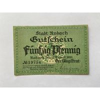 Нотгельд 50 пфеннигов Родах. Веймарская республика - 1602