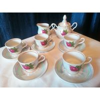 Кофейная пара 5 персон, сливочник, сахарница, СССР, Добруш