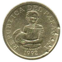Республика Парагвай.  5 гуарани 1992.  Кильпуэ, Чили. Хлопок.