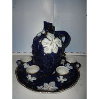 Редкий Набор ВИНОГРАД. Фарфор Коростень СССР Кобальт Позолота Ручная роспись