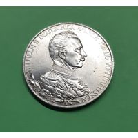 Германия. 3 марки. 1913 год. Пруссия. Вильгельм II. Мундир. Серебро