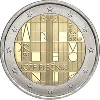 (ОБМЕН ПРИВЕТСТВУЕТСЯ) 2 евро Словения 2022, архитектор Йоже Плечник, UNC из ролла